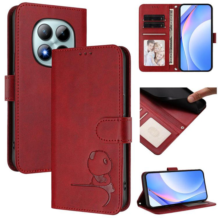 Funda de cuero RFID para teléfono con relieve de panda y cordón, For Redmi A7 Pro 171mm / Poco C85x 5G, For Redmi Turbo 5 Max / Poco X8 Pro Max, For Redmi Turbo 5 / Poco X8 Pro 5G, For Redmi Note 15 Pro+ 5G Global 163.3mm                               ...