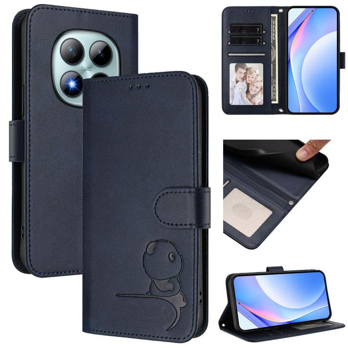 Funda de cuero RFID para teléfono con relieve de panda y cordón, For Redmi A7 Pro 171mm / Poco C85x 5G, For Redmi Turbo 5 Max / Poco X8 Pro Max, For Redmi Turbo 5 / Poco X8 Pro 5G, For Redmi Note 15 Pro+ 5G Global 163.3mm                               ...