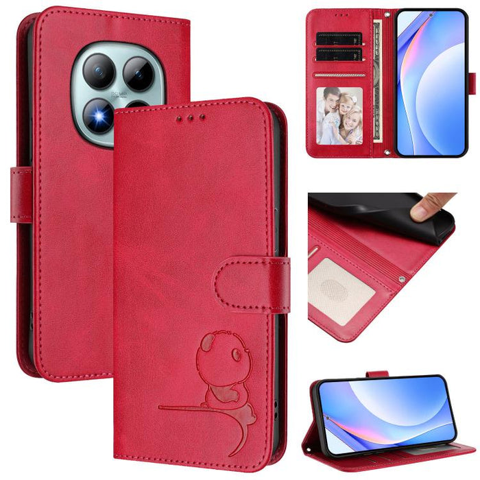Funda de cuero RFID para teléfono con relieve de panda y cordón, For Redmi A7 Pro 171mm / Poco C85x 5G, For Redmi Turbo 5 Max / Poco X8 Pro Max, For Redmi Turbo 5 / Poco X8 Pro 5G, For Redmi Note 15 Pro+ 5G Global 163.3mm                               ...