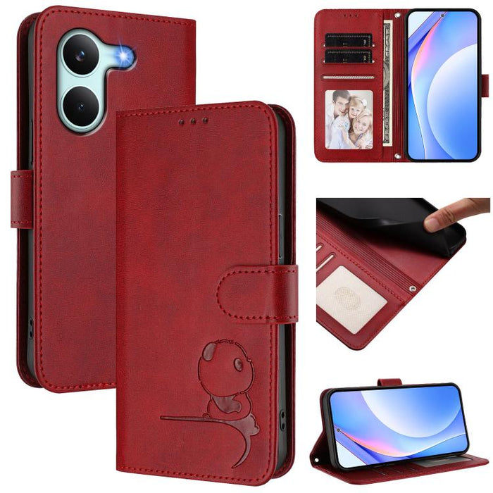 Funda de cuero RFID para teléfono con relieve de panda y cordón, For Redmi A7 Pro 171mm / Poco C85x 5G, For Redmi Turbo 5 Max / Poco X8 Pro Max, For Redmi Turbo 5 / Poco X8 Pro 5G, For Redmi Note 15 Pro+ 5G Global 163.3mm                               ...