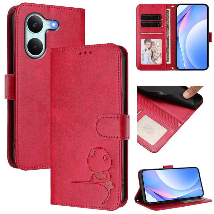 Funda de cuero RFID para teléfono con relieve de panda y cordón, For Redmi A7 Pro 171mm / Poco C85x 5G, For Redmi Turbo 5 Max / Poco X8 Pro Max, For Redmi Turbo 5 / Poco X8 Pro 5G, For Redmi Note 15 Pro+ 5G Global 163.3mm                               ...