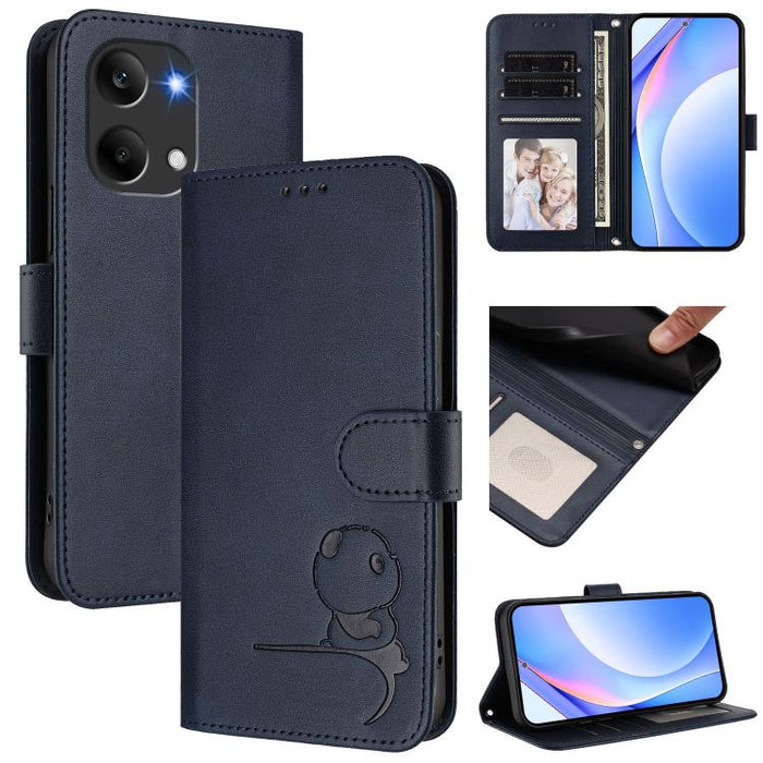 Funda de cuero RFID para teléfono con relieve de panda y cordón, For Redmi A7 Pro 171mm / Poco C85x 5G, For Redmi Turbo 5 Max / Poco X8 Pro Max, For Redmi Turbo 5 / Poco X8 Pro 5G, For Redmi Note 15 Pro+ 5G Global 163.3mm                               ...
