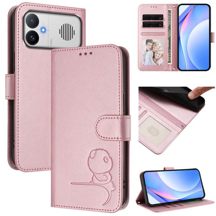 Funda de cuero RFID para teléfono con relieve de panda y cordón, For Redmi A7 Pro 171mm / Poco C85x 5G, For Redmi Turbo 5 Max / Poco X8 Pro Max, For Redmi Turbo 5 / Poco X8 Pro 5G, For Redmi Note 15 Pro+ 5G Global 163.3mm                               ...