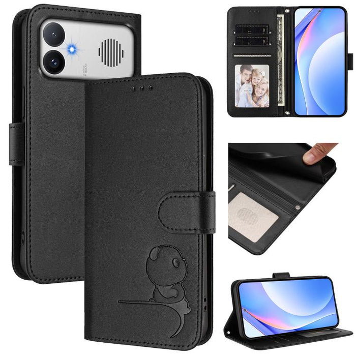 Funda de cuero RFID para teléfono con relieve de panda y cordón, For Redmi A7 Pro 171mm / Poco C85x 5G, For Redmi Turbo 5 Max / Poco X8 Pro Max, For Redmi Turbo 5 / Poco X8 Pro 5G, For Redmi Note 15 Pro+ 5G Global 163.3mm                               ...