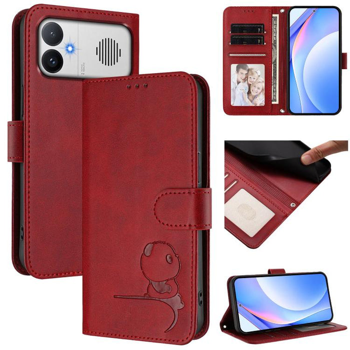 Funda de cuero RFID para teléfono con relieve de panda y cordón, For Redmi A7 Pro 171mm / Poco C85x 5G, For Redmi Turbo 5 Max / Poco X8 Pro Max, For Redmi Turbo 5 / Poco X8 Pro 5G, For Redmi Note 15 Pro+ 5G Global 163.3mm                               ...
