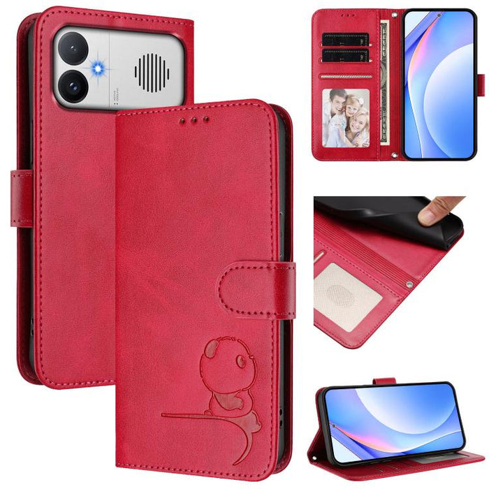 Funda de cuero RFID para teléfono con relieve de panda y cordón, For Redmi A7 Pro 171mm / Poco C85x 5G, For Redmi Turbo 5 Max / Poco X8 Pro Max, For Redmi Turbo 5 / Poco X8 Pro 5G, For Redmi Note 15 Pro+ 5G Global 163.3mm                               ...