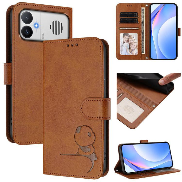 Funda de cuero RFID para teléfono con relieve de panda y cordón, For Redmi A7 Pro 171mm / Poco C85x 5G, For Redmi Turbo 5 Max / Poco X8 Pro Max, For Redmi Turbo 5 / Poco X8 Pro 5G, For Redmi Note 15 Pro+ 5G Global 163.3mm                               ...
