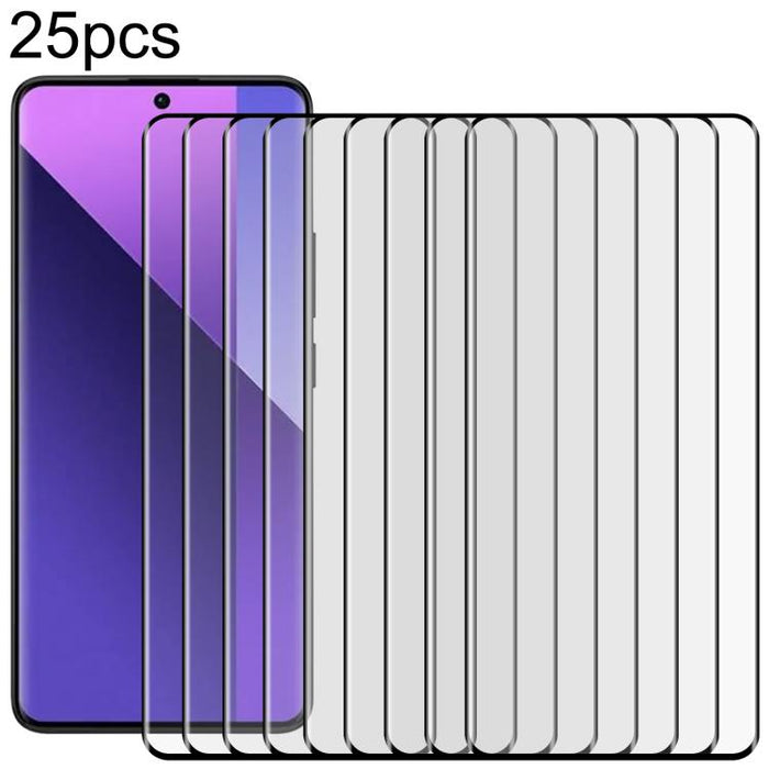 25 láminas de vidrio templado 9H HD 3D con borde curvo y adhesivo completo., For Redmi Note 15 4G Global 164mm, For Redmi Note 15 Pro 4G Global 163.2mm, For Xiaomi Poco X7, For Xiaomi Redmi Note 14 Pro 5G / 4G, For Xiaomi Redmi Note 14 4G 163.25mm     ...