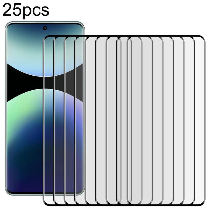 25 láminas de vidrio templado 9H HD 3D con borde curvo y adhesivo completo., For Redmi Note 15 4G Global 164mm, For Redmi Note 15 Pro 4G Global 163.2mm, For Xiaomi Poco X7, For Xiaomi Redmi Note 14 Pro 5G / 4G, For Xiaomi Redmi Note 14 4G 163.25mm     ...