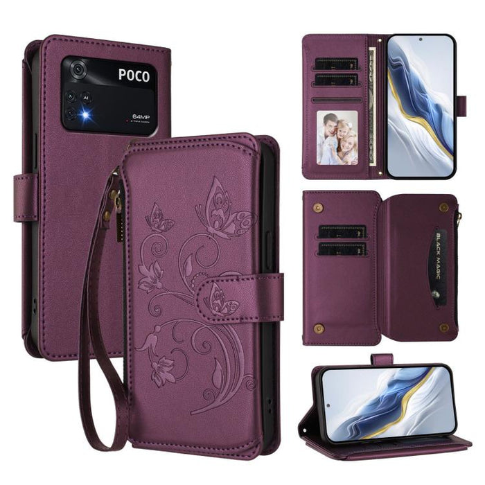 Funda de cuero para teléfono con cartera multitarjeta con cremallera y diseño de mariposa y flor de amor, For Xiaomi 13 Lite / Civi 2, For Xiaomi 13 Pro, For Xiaomi 13, For Xiaomi 12T / 12T Pro / Redmi K50 Ultra, For Xiaomi 12S Ultra                   ...