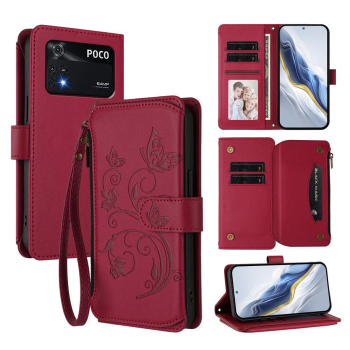 Funda de cuero para teléfono con cartera multitarjeta con cremallera y diseño de mariposa y flor de amor, For Xiaomi 13 Lite / Civi 2, For Xiaomi 13 Pro, For Xiaomi 13, For Xiaomi 12T / 12T Pro / Redmi K50 Ultra, For Xiaomi 12S Ultra                   ...