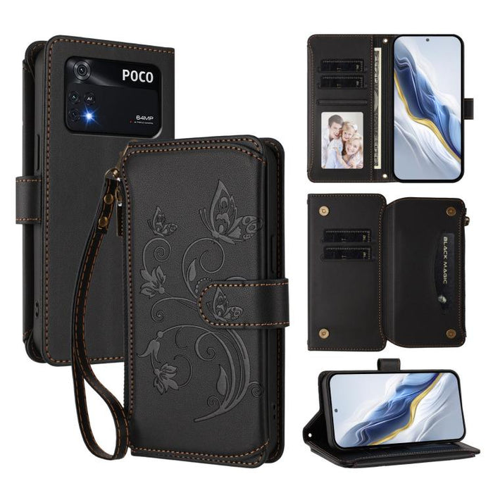Funda de cuero para teléfono con cartera multitarjeta con cremallera y diseño de mariposa y flor de amor, For Xiaomi 13 Lite / Civi 2, For Xiaomi 13 Pro, For Xiaomi 13, For Xiaomi 12T / 12T Pro / Redmi K50 Ultra, For Xiaomi 12S Ultra                   ...