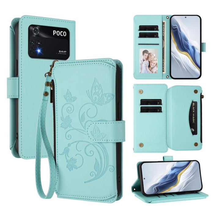 Funda de cuero para teléfono con cartera multitarjeta con cremallera y diseño de mariposa y flor de amor, For Xiaomi 13 Lite / Civi 2, For Xiaomi 13 Pro, For Xiaomi 13, For Xiaomi 12T / 12T Pro / Redmi K50 Ultra, For Xiaomi 12S Ultra                   ...