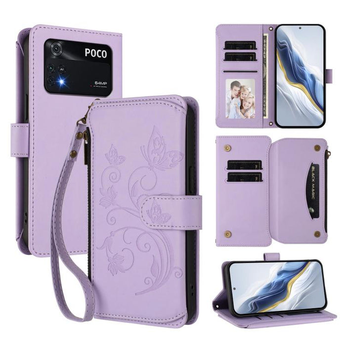 Funda de cuero para teléfono con cartera multitarjeta con cremallera y diseño de mariposa y flor de amor, For Xiaomi 13 Lite / Civi 2, For Xiaomi 13 Pro, For Xiaomi 13, For Xiaomi 12T / 12T Pro / Redmi K50 Ultra, For Xiaomi 12S Ultra                   ...