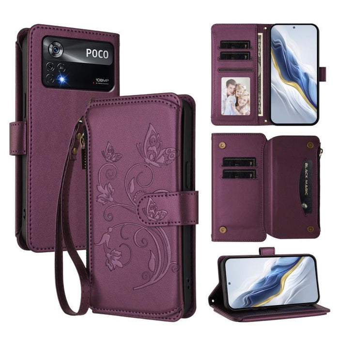 Funda de cuero para teléfono con cartera multitarjeta con cremallera y diseño de mariposa y flor de amor, For Xiaomi 13 Lite / Civi 2, For Xiaomi 13 Pro, For Xiaomi 13, For Xiaomi 12T / 12T Pro / Redmi K50 Ultra, For Xiaomi 12S Ultra                   ...