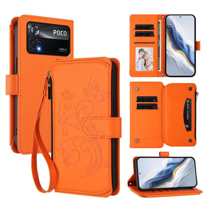 Funda de cuero para teléfono con cartera multitarjeta con cremallera y diseño de mariposa y flor de amor, For Xiaomi 13 Lite / Civi 2, For Xiaomi 13 Pro, For Xiaomi 13, For Xiaomi 12T / 12T Pro / Redmi K50 Ultra, For Xiaomi 12S Ultra                   ...