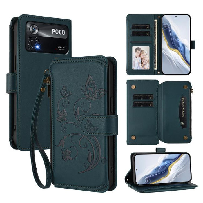 Funda de cuero para teléfono con cartera multitarjeta con cremallera y diseño de mariposa y flor de amor, For Xiaomi 13 Lite / Civi 2, For Xiaomi 13 Pro, For Xiaomi 13, For Xiaomi 12T / 12T Pro / Redmi K50 Ultra, For Xiaomi 12S Ultra                   ...