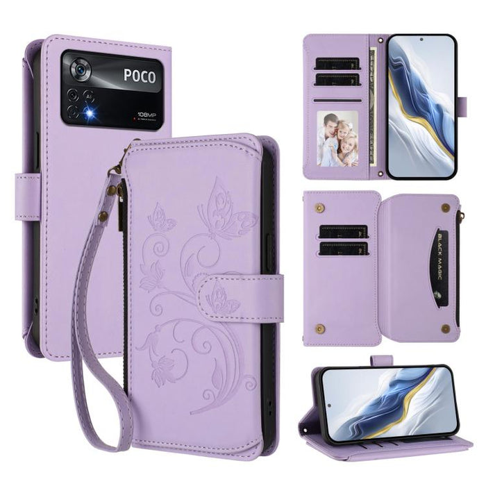 Funda de cuero para teléfono con cartera multitarjeta con cremallera y diseño de mariposa y flor de amor, For Xiaomi 13 Lite / Civi 2, For Xiaomi 13 Pro, For Xiaomi 13, For Xiaomi 12T / 12T Pro / Redmi K50 Ultra, For Xiaomi 12S Ultra                   ...