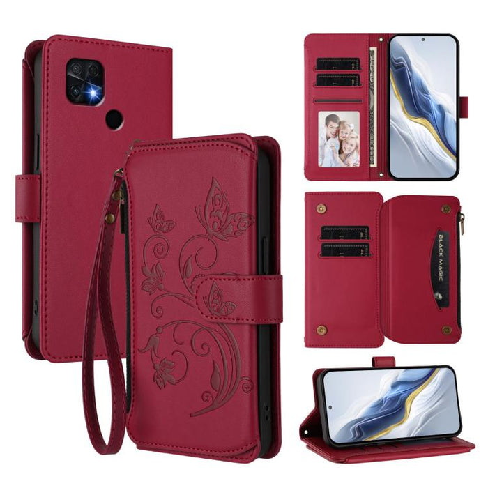 Funda de cuero para teléfono con cartera multitarjeta con cremallera y diseño de mariposa y flor de amor, For Xiaomi 13 Lite / Civi 2, For Xiaomi 13 Pro, For Xiaomi 13, For Xiaomi 12T / 12T Pro / Redmi K50 Ultra, For Xiaomi 12S Ultra                   ...