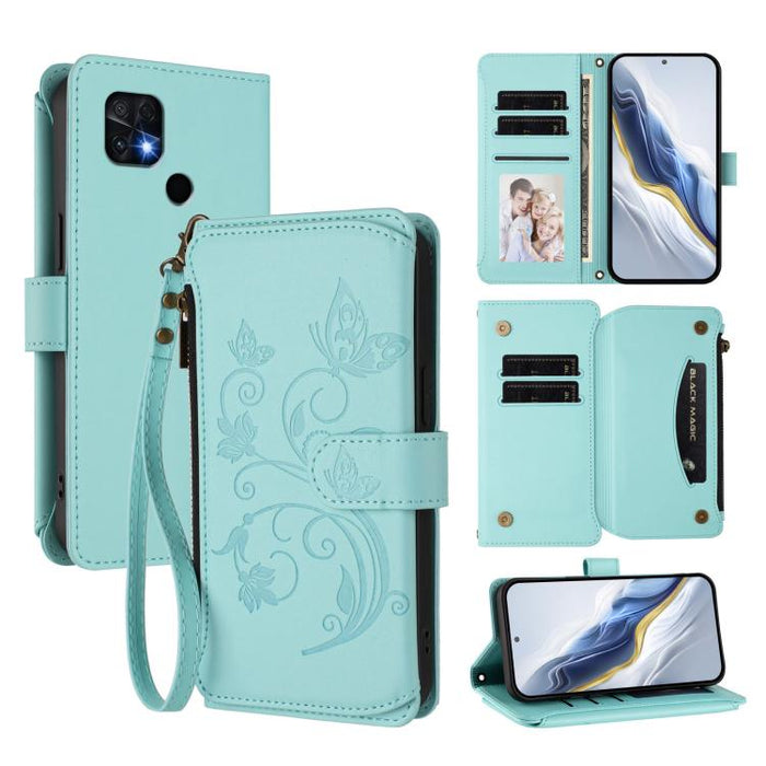 Funda de cuero para teléfono con cartera multitarjeta con cremallera y diseño de mariposa y flor de amor, For Xiaomi 13 Lite / Civi 2, For Xiaomi 13 Pro, For Xiaomi 13, For Xiaomi 12T / 12T Pro / Redmi K50 Ultra, For Xiaomi 12S Ultra                   ...