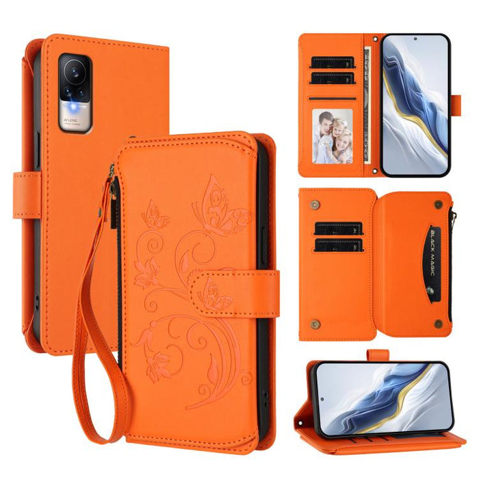 Funda de cuero para teléfono con cartera multitarjeta con cremallera y diseño de mariposa y flor de amor, For Xiaomi 13 Lite / Civi 2, For Xiaomi 13 Pro, For Xiaomi 13, For Xiaomi 12T / 12T Pro / Redmi K50 Ultra, For Xiaomi 12S Ultra                   ...