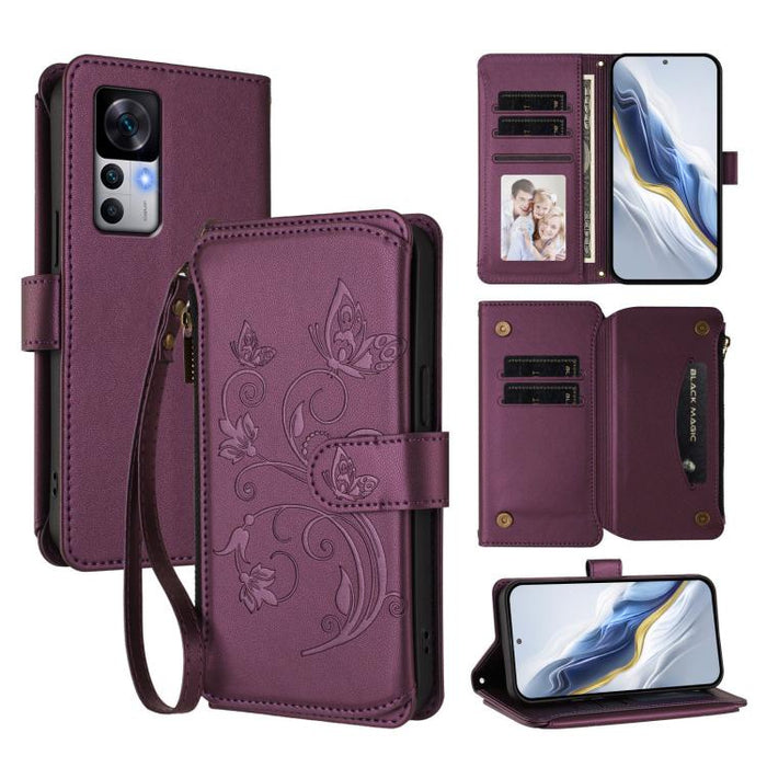 Funda de cuero para teléfono con cartera multitarjeta con cremallera y diseño de mariposa y flor de amor, For Xiaomi 13 Lite / Civi 2, For Xiaomi 13 Pro, For Xiaomi 13, For Xiaomi 12T / 12T Pro / Redmi K50 Ultra, For Xiaomi 12S Ultra                   ...