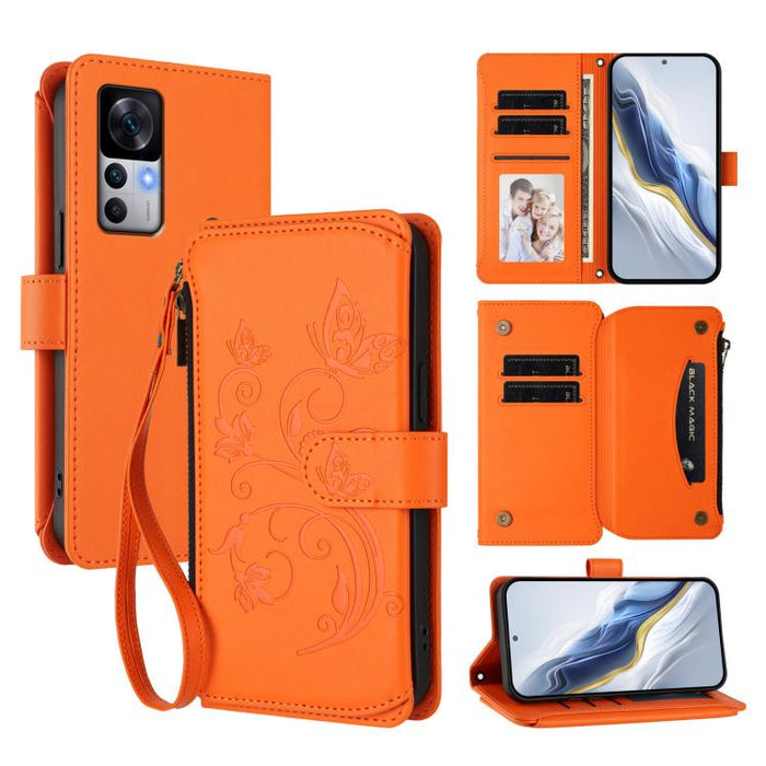 Funda de cuero para teléfono con cartera multitarjeta con cremallera y diseño de mariposa y flor de amor, For Xiaomi 13 Lite / Civi 2, For Xiaomi 13 Pro, For Xiaomi 13, For Xiaomi 12T / 12T Pro / Redmi K50 Ultra, For Xiaomi 12S Ultra                   ...