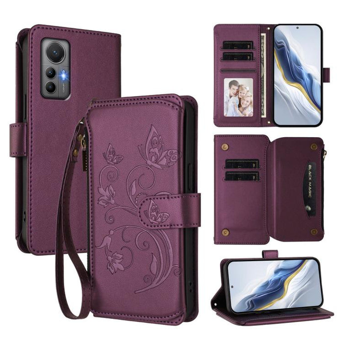 Funda de cuero para teléfono con cartera multitarjeta con cremallera y diseño de mariposa y flor de amor, For Xiaomi 13 Lite / Civi 2, For Xiaomi 13 Pro, For Xiaomi 13, For Xiaomi 12T / 12T Pro / Redmi K50 Ultra, For Xiaomi 12S Ultra                   ...