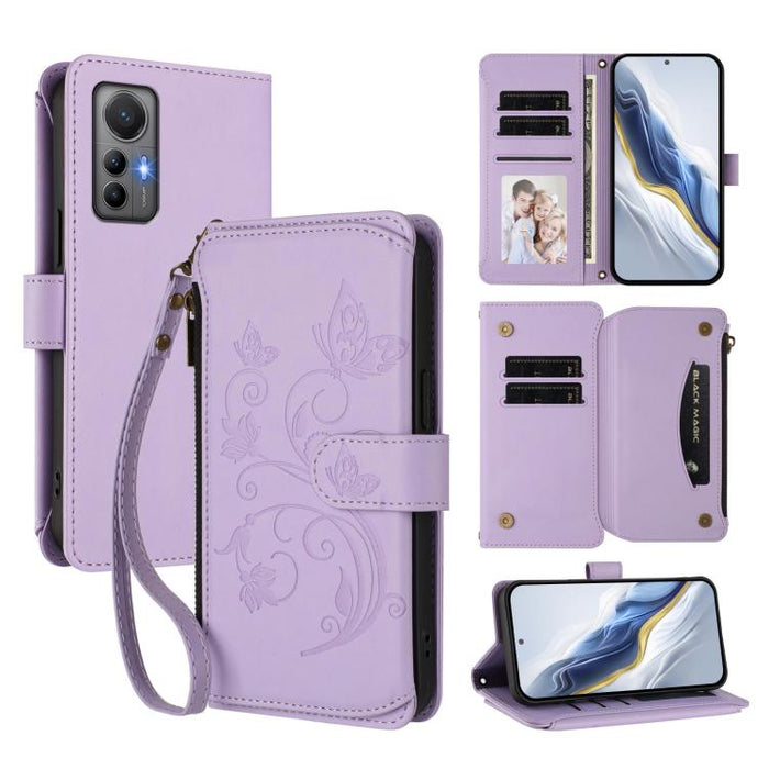 Funda de cuero para teléfono con cartera multitarjeta con cremallera y diseño de mariposa y flor de amor, For Xiaomi 13 Lite / Civi 2, For Xiaomi 13 Pro, For Xiaomi 13, For Xiaomi 12T / 12T Pro / Redmi K50 Ultra, For Xiaomi 12S Ultra                   ...