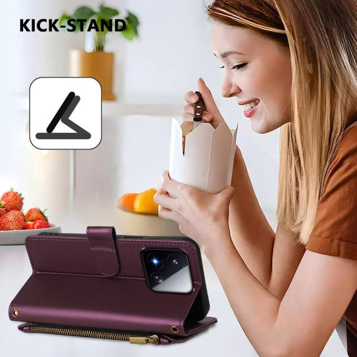 Funda de cuero para teléfono con cartera multitarjeta con cremallera y diseño de mariposa y flor de amor, For Xiaomi 17 Max 5G, For Xiaomi 17T Pro 5G, For Xiaomi Poco M7 4G 169mm, For Xiaomi 15T Pro 5G, For Xiaomi 15T 5G                                ...