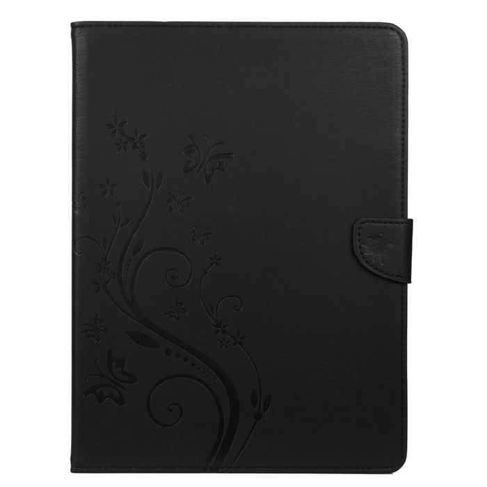 Estuche de cuero con tapa horizontal con estampado de flores de mariposa con soporte, ranuras para tarjetas y billetera