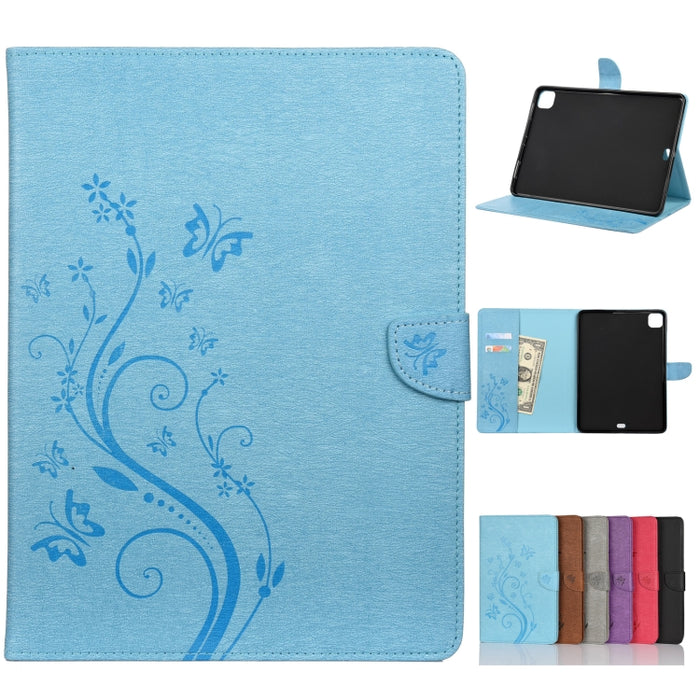 Estuche de cuero con tapa horizontal con estampado de flores de mariposa con soporte, ranuras para tarjetas y billetera