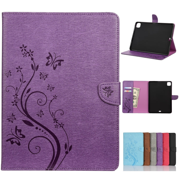 Estuche de cuero con tapa horizontal con estampado de flores de mariposa con soporte, ranuras para tarjetas y billetera