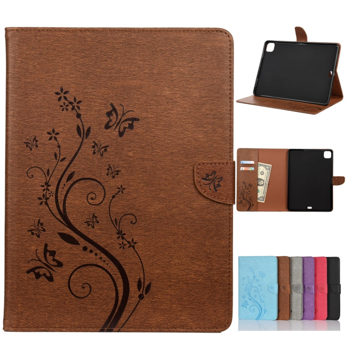 Estuche de cuero con tapa horizontal con estampado de flores de mariposa con soporte, ranuras para tarjetas y billetera