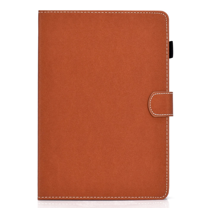 Estuche de cuero con tapa horizontal magnética de color sólido con ranuras para tarjetas y soporte y tira antideslizante