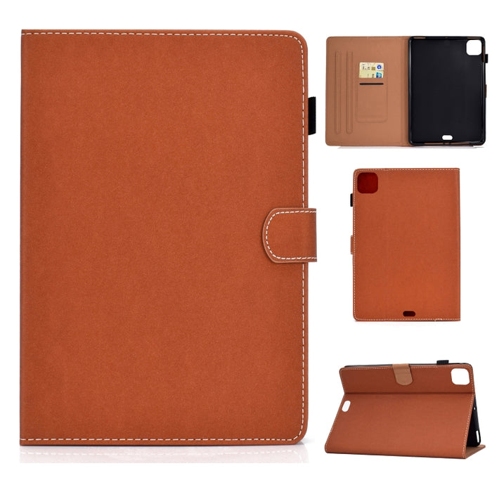 Estuche de cuero con tapa horizontal magnética de color sólido con ranuras para tarjetas y soporte y tira antideslizante