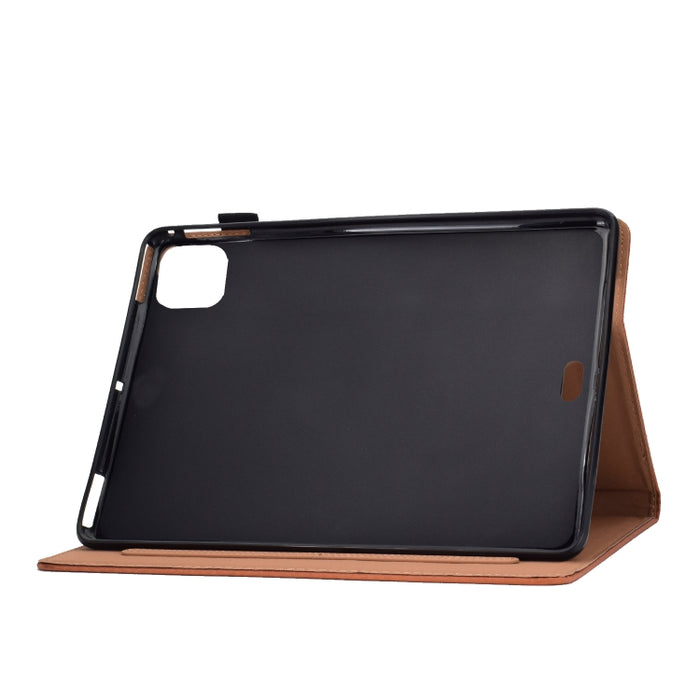 Estuche de cuero con tapa horizontal magnética de color sólido con ranuras para tarjetas y soporte y tira antideslizante