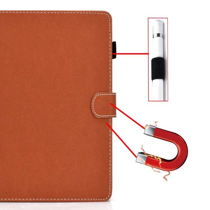 Estuche de cuero con tapa horizontal magnética de color sólido con ranuras para tarjetas y soporte y tira antideslizante