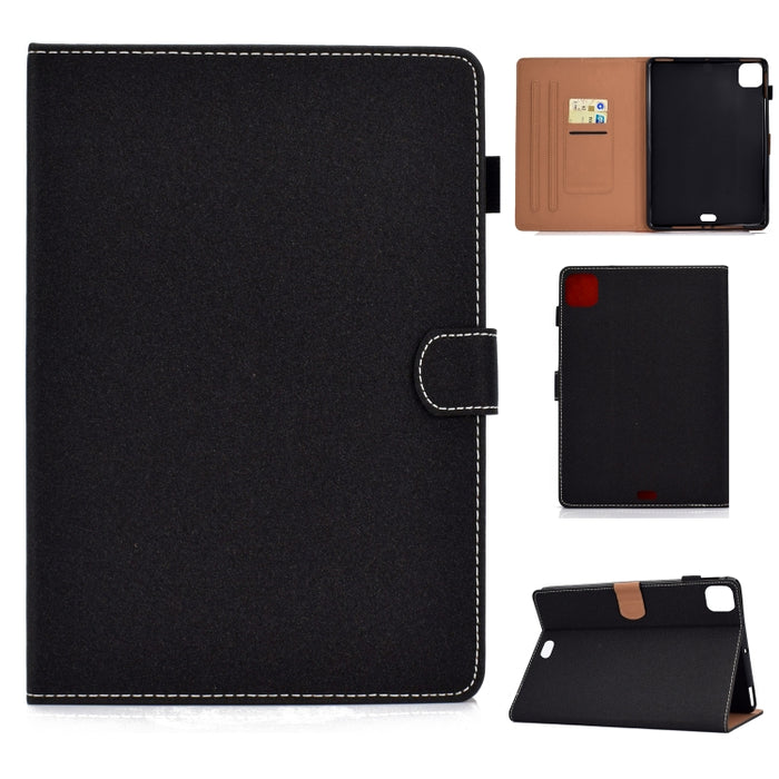 Estuche de cuero con tapa horizontal magnética de color sólido con ranuras para tarjetas y soporte y tira antideslizante