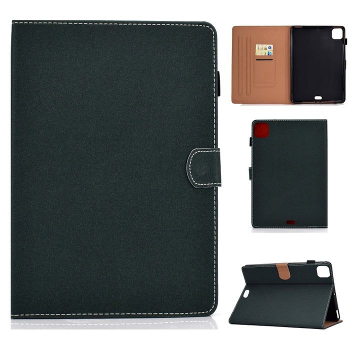 Estuche de cuero con tapa horizontal magnética de color sólido con ranuras para tarjetas y soporte y tira antideslizante