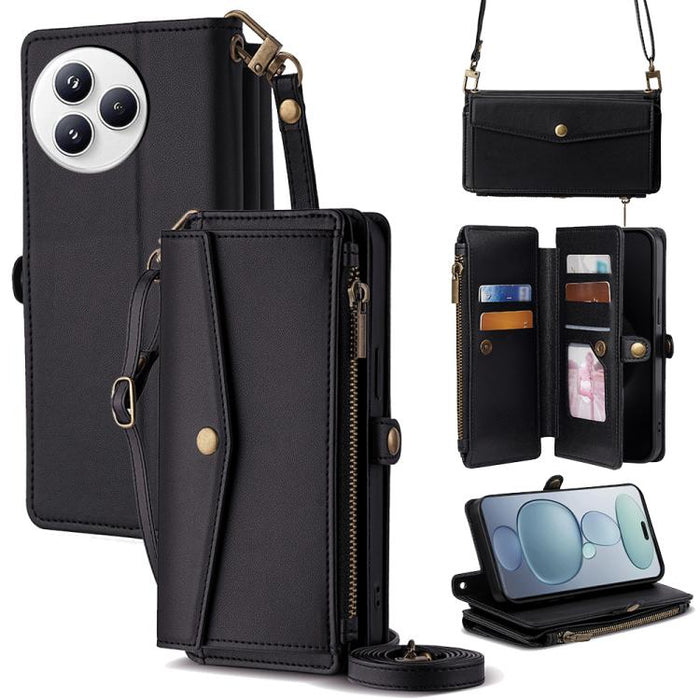 Cartera con cremallera, hebilla lateral, correa cruzada, funda de cuero para teléfono, For Redmi A7 Pro 171mm / Poco C85x 5G, For Redmi Turbo 5 Max 5G / Poco X8 Pro Max 5G, For Redmi Turbo 5 5G / Poco X8 Pro 5G, For Redmi K90 Pro Max 5G / Poco F8 Ultra...