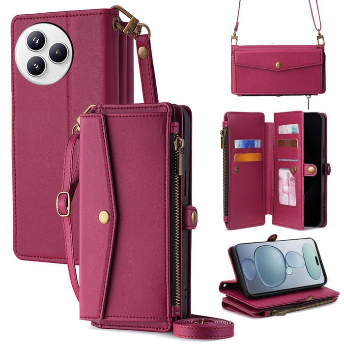 Cartera con cremallera, hebilla lateral, correa cruzada, funda de cuero para teléfono, For Redmi A7 Pro 171mm / Poco C85x 5G, For Redmi Turbo 5 Max 5G / Poco X8 Pro Max 5G, For Redmi Turbo 5 5G / Poco X8 Pro 5G, For Redmi K90 Pro Max 5G / Poco F8 Ultra...