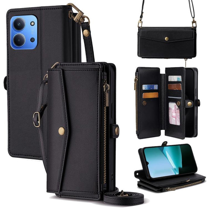 Cartera con cremallera, hebilla lateral, correa cruzada, funda de cuero para teléfono, For Redmi A7 Pro 171mm / Poco C85x 5G, For Redmi Turbo 5 Max 5G / Poco X8 Pro Max 5G, For Redmi Turbo 5 5G / Poco X8 Pro 5G, For Redmi K90 Pro Max 5G / Poco F8 Ultra...