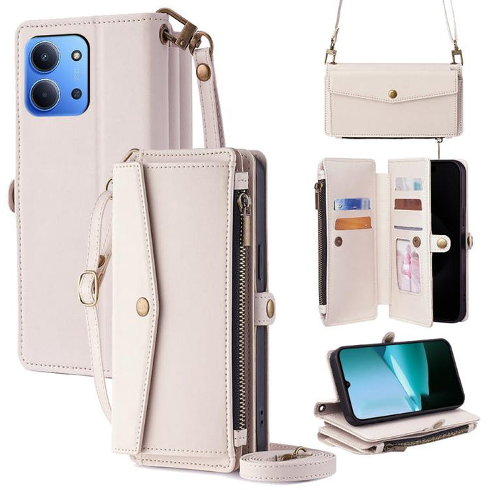 Cartera con cremallera, hebilla lateral, correa cruzada, funda de cuero para teléfono, For Redmi A7 Pro 171mm / Poco C85x 5G, For Redmi Turbo 5 Max 5G / Poco X8 Pro Max 5G, For Redmi Turbo 5 5G / Poco X8 Pro 5G, For Redmi K90 Pro Max 5G / Poco F8 Ultra...