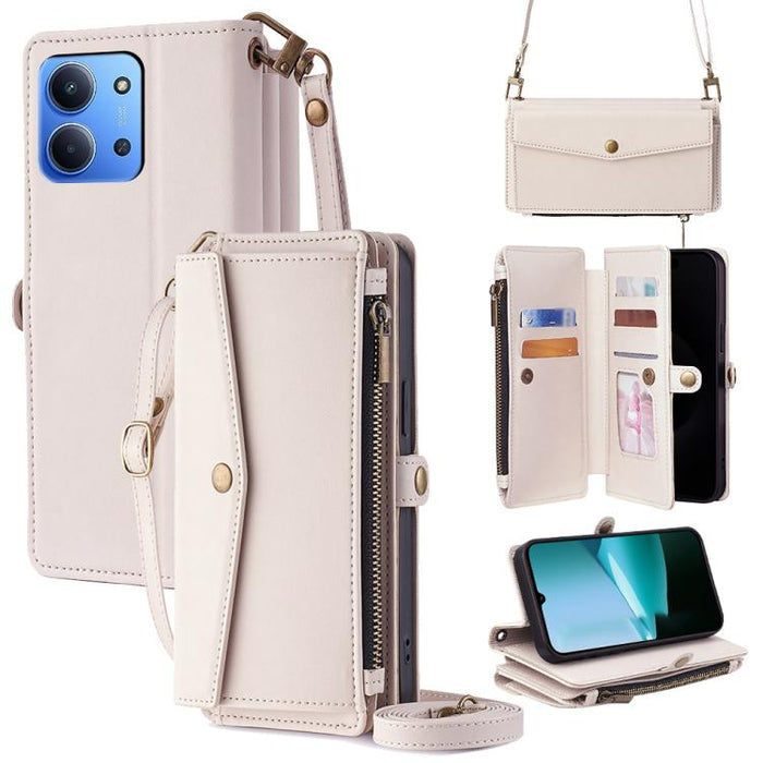 Cartera con cremallera, hebilla lateral, correa cruzada, funda de cuero para teléfono, For Redmi A7 Pro 171mm / Poco C85x 5G, For Redmi Turbo 5 Max 5G / Poco X8 Pro Max 5G, For Redmi Turbo 5 5G / Poco X8 Pro 5G, For Redmi K90 Pro Max 5G / Poco F8 Ultra...