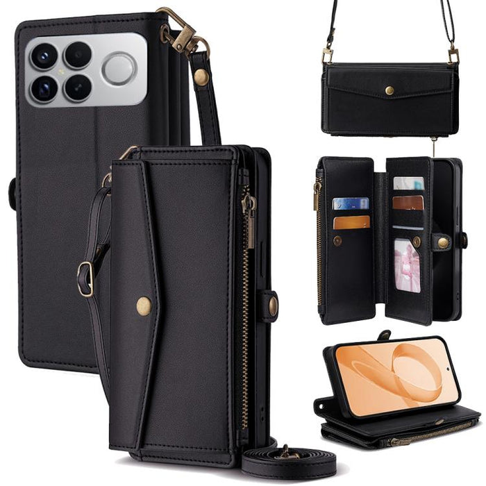 Cartera con cremallera, hebilla lateral, correa cruzada, funda de cuero para teléfono, For Redmi A7 Pro 171mm / Poco C85x 5G, For Redmi Turbo 5 Max 5G / Poco X8 Pro Max 5G, For Redmi Turbo 5 5G / Poco X8 Pro 5G, For Redmi K90 Pro Max 5G / Poco F8 Ultra...