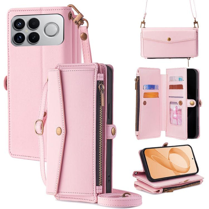 Cartera con cremallera, hebilla lateral, correa cruzada, funda de cuero para teléfono, For Redmi A7 Pro 171mm / Poco C85x 5G, For Redmi Turbo 5 Max 5G / Poco X8 Pro Max 5G, For Redmi Turbo 5 5G / Poco X8 Pro 5G, For Redmi K90 Pro Max 5G / Poco F8 Ultra...