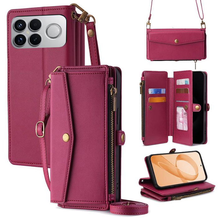 Cartera con cremallera, hebilla lateral, correa cruzada, funda de cuero para teléfono, For Redmi A7 Pro 171mm / Poco C85x 5G, For Redmi Turbo 5 Max 5G / Poco X8 Pro Max 5G, For Redmi Turbo 5 5G / Poco X8 Pro 5G, For Redmi K90 Pro Max 5G / Poco F8 Ultra...