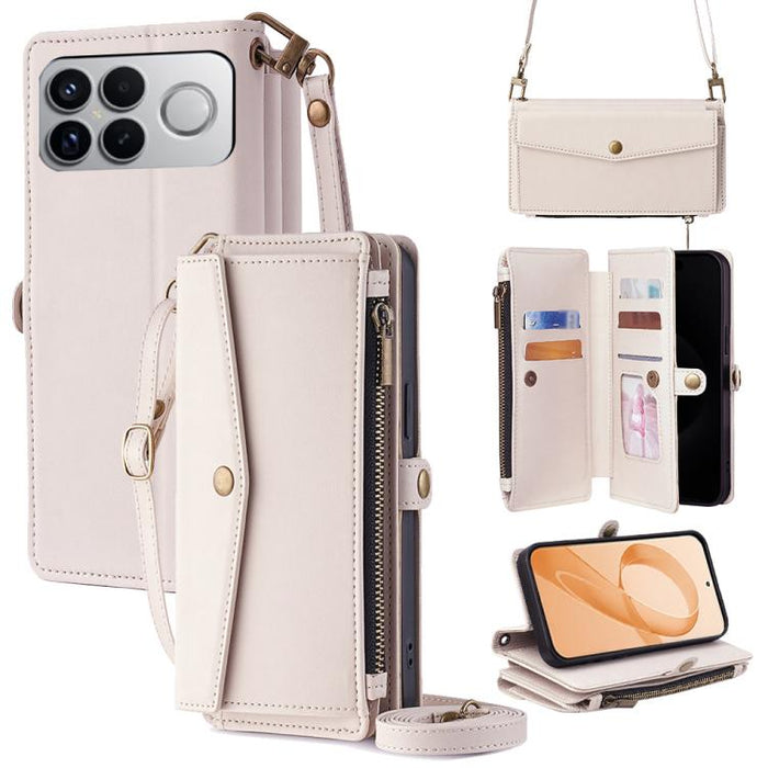 Cartera con cremallera, hebilla lateral, correa cruzada, funda de cuero para teléfono, For Redmi A7 Pro 171mm / Poco C85x 5G, For Redmi Turbo 5 Max 5G / Poco X8 Pro Max 5G, For Redmi Turbo 5 5G / Poco X8 Pro 5G, For Redmi K90 Pro Max 5G / Poco F8 Ultra...
