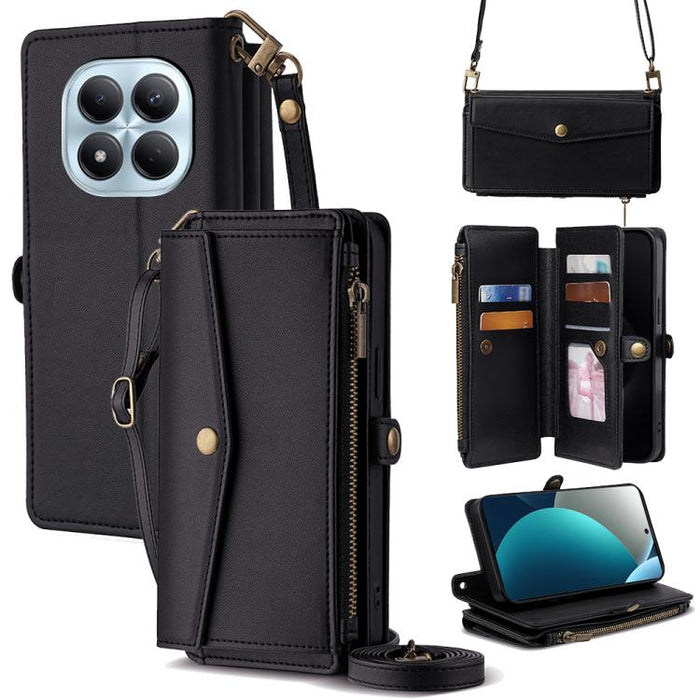 Cartera con cremallera, hebilla lateral, correa cruzada, funda de cuero para teléfono, For Redmi A7 Pro 171mm / Poco C85x 5G, For Redmi Turbo 5 Max 5G / Poco X8 Pro Max 5G, For Redmi Turbo 5 5G / Poco X8 Pro 5G, For Redmi K90 Pro Max 5G / Poco F8 Ultra...